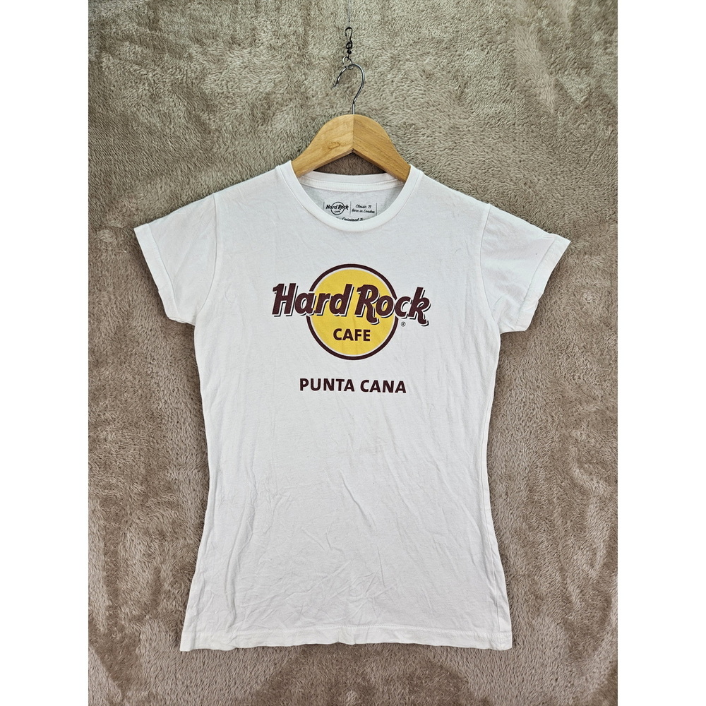 Hard Rock Cafe Punta Cana Graphic T-shirt 100% Cotton White Tee Size XS